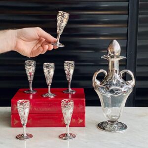 CONJUNTO PARA LICOR em PRATA INGLESA.