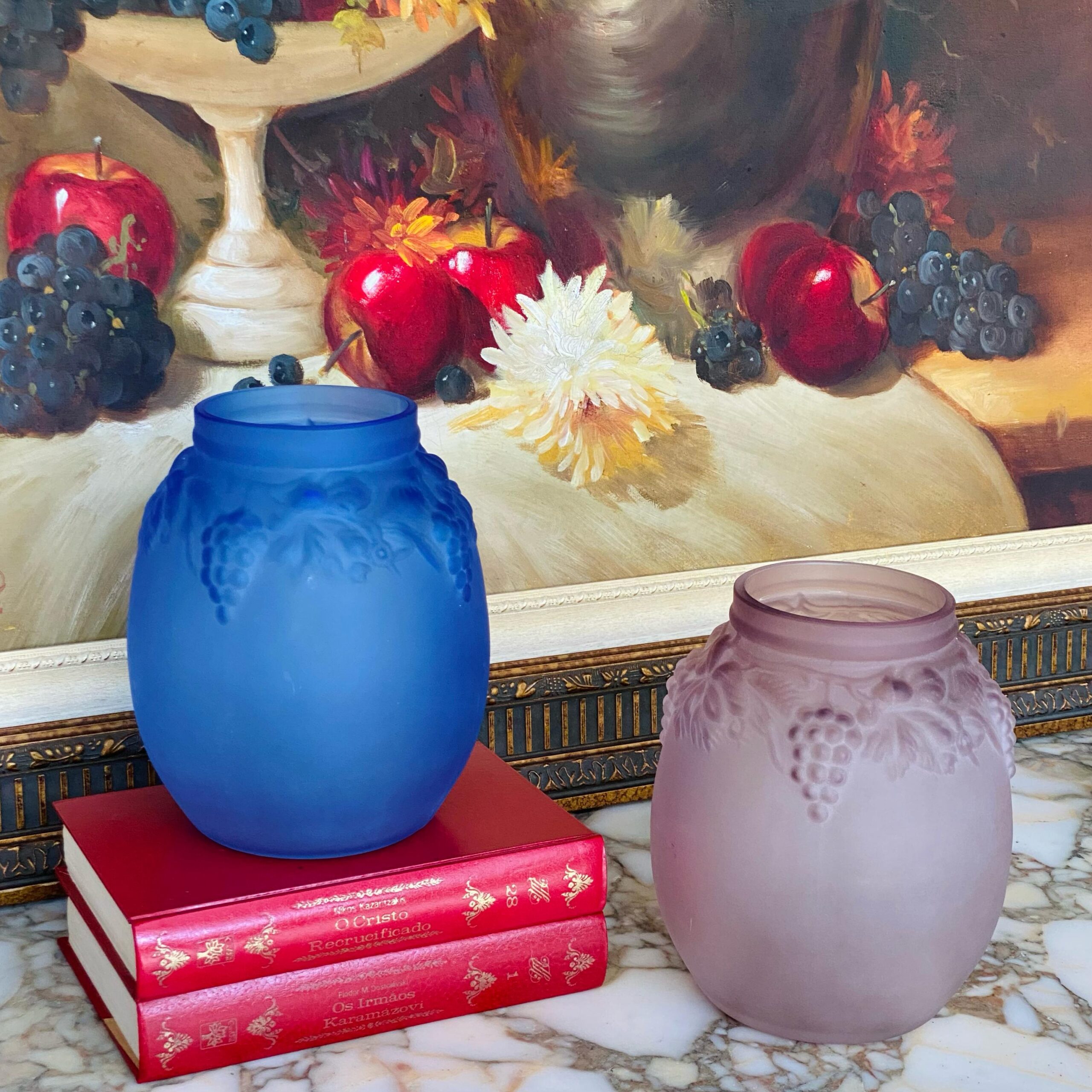 DUPLA DE VASOS executados em VIDRO artístico